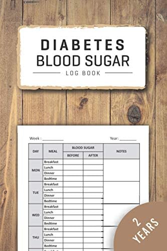 Diabetes Log Book: Weekly Blood Sugar Diary for 106 Weeks or 2 Years with Wooden Cover | Daily 4 Times Diabetic Glucose Tracker Journal with Notes, ... Dinner and Bedtime Before & After Tracking by Healthier Everyday