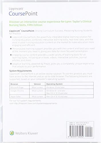 Lippincott CoursePoint Enhanced for Lynn: Taylor's Clinical Nursing Skills: A Nursing Process Approach (Lippincott Skills for Nursing Education (CP)) by Pamela B Lynn EdD MSN RN
