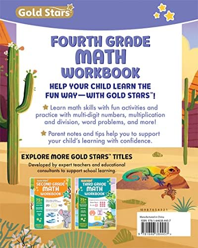 Fourth Grade Math Workbook Ages 9 to 10: 75+ Activities Algebra, Geometry, Fractions, Multiplication & Division, Area & Perimeter, Math Facts, Word Problems, Decimals, & More (Common Core) by Gold Stars