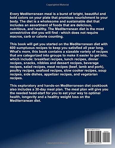 Mediterranean Diet Cookbook for Beginners: 600 Quick, Easy & Healthy Mediterranean Diet Recipes with 30-Days Meal Plan for Improved Health and Everyday Cooking by Josefa Daugherty