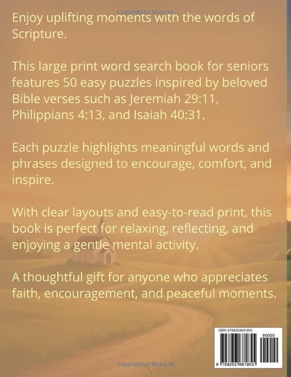 Inspirational Bible Verses Large Print Word Search For Seniors | 50 Easy Puzzles Featuring Uplifting Scriptures for Hope, Strength and Encouragement: ... Seniors, Big Font, Cognitive Games For Adults by Annie Fields