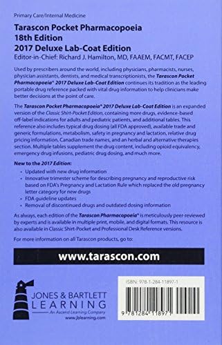Tarascon Pocket Pharmacopoeia 2017 Deluxe Lab-Coat Edition: . by MD FAAEM FACMT FACEP Editor in Chief Richard J. Hamilton