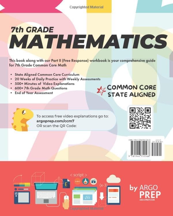 7th Grade Common Core Math: Daily Practice Workbook - Part I: Multiple Choice | 1000+ Practice Questions and Video Explanations | Argo Brothers (Next Generation Learning Standards Aligned (NGSS)) by Argo Brothers