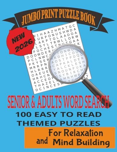 Jumbo Print Puzzle Book for Senior and Adults Word Search: 100 Large Print Easy to Read Themed Puzzles for Relaxation and Mind Building by Kaja Books