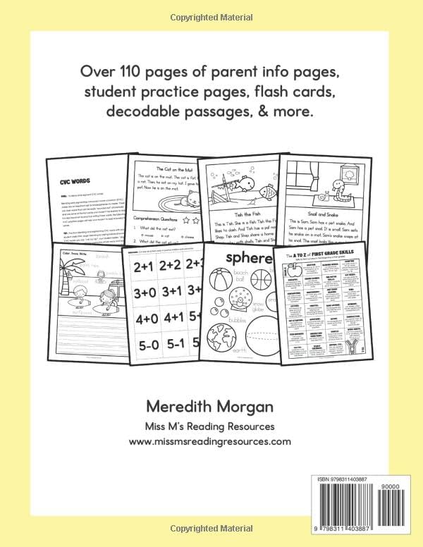 Kindergarten Summer Handbook: A First Grade Workbook for Learning at Home With Math and Reading Activites, Decodable Passages, Writing Prompts, and More by Meredith Morgan