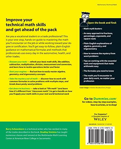 Technical Math For Dummies (For Dummies Series) by Barry Schoenborn