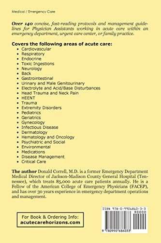 Physician Assistant Acute Care Protocols - FOURTH EDITION: For Emergency Departments, Urgent Care Centers, and Family Practices by Donald C. Correll