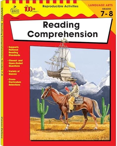 Carson Dellosa The 100 Series Reading Comprehension 7th Grade and 8th Grade Workbook, Nonfiction and Fiction Passages, Poetry, Reproducible Activities, Classroom or Homeschool Curriculum (Volume 22) by Carson Dellosa Education
