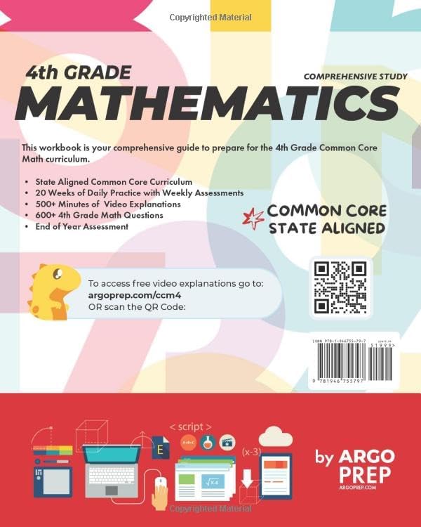 4th Grade Common Core Math: Daily Practice Workbook - Part I: Multiple Choice | 1000+ Practice Questions and Video Explanations | Argo Brothers (Next Generation Learning Standards Aligned (NGSS)) by Argo Brothers