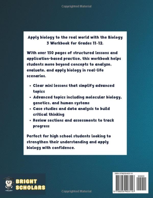 Mastering Advanced Biology Review for Grades 11–12: High School Biology Workbook Step By Step Lessons, 11th Grade Science Workbook, Biology Terms 12th Grade Homeschool Curriculum, Summer Workbook Grade 11-12, College Biology Prep Book by Bright Scholars