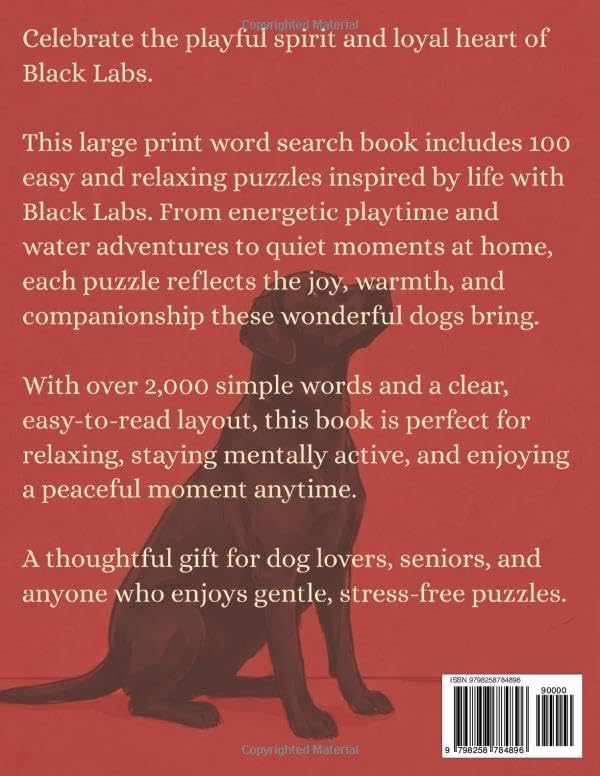 Large Print Word Search For Seniors | Labs Lovers | Black Lab Edition | 100 Easy & Relaxing Puzzles: Over 2,000 Simple Words with Playful Labs, Water Adventures, and Heartwarming Everyday Moments by Sara Mills