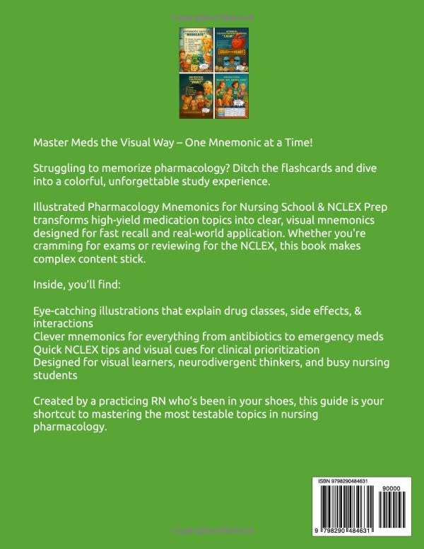 Illustrated Pharmacology Mnemonics for Nursing School & NCLEX Prep: Volume 1 (Illustrated Mnemonics for Nursing School & NCLEX Prep Series) by Anna Larrison