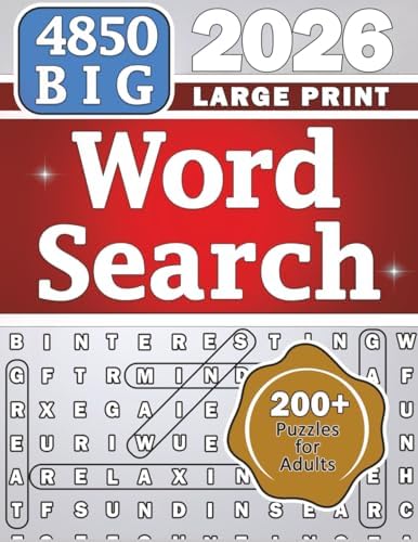 BIG 4850 Word Search Large Print for Adults: 200+ Puzzles (Happy Puzzling!) by MindCookie