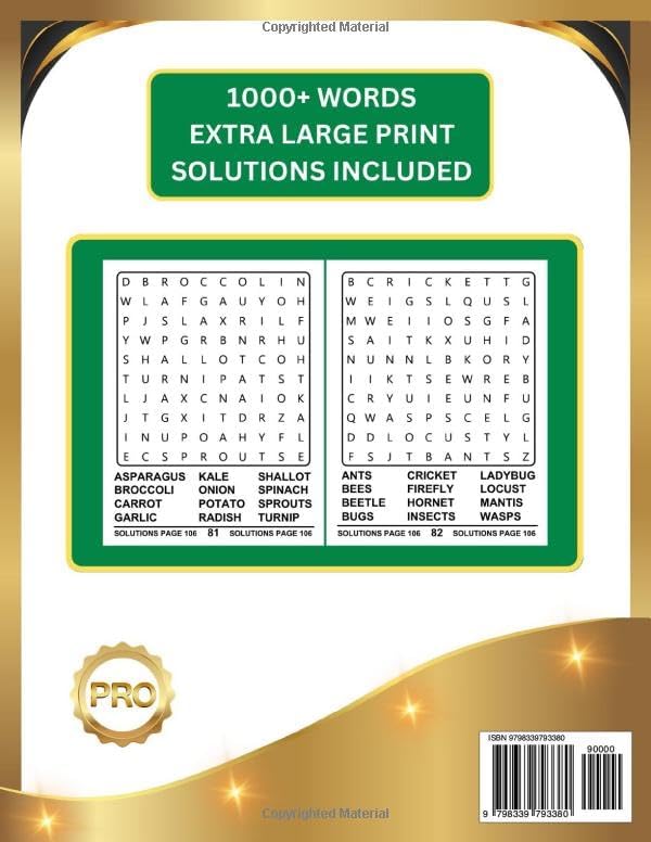 EASY (JUMBO PRINT) WORD SEARCH PUZZLE BOOK FOR ADULTS & SENIORS - VOL 2: 1000+ EXTRA LARGE PRINT WORDS - (30 PT FONT SIZE) WORD FIND PUZZLES by PRO Publications