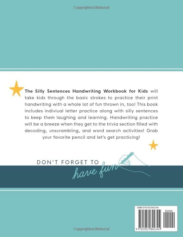 Handwriting Practice Book for Kids (Silly Sentences): Penmanship and Writing Workbook for Kindergarten, 1st, 2nd, 3rd and 4th Grade: Learn and Laugh by Tracing Letters, Sight Words and Funny Phrases by Modern Kid Press