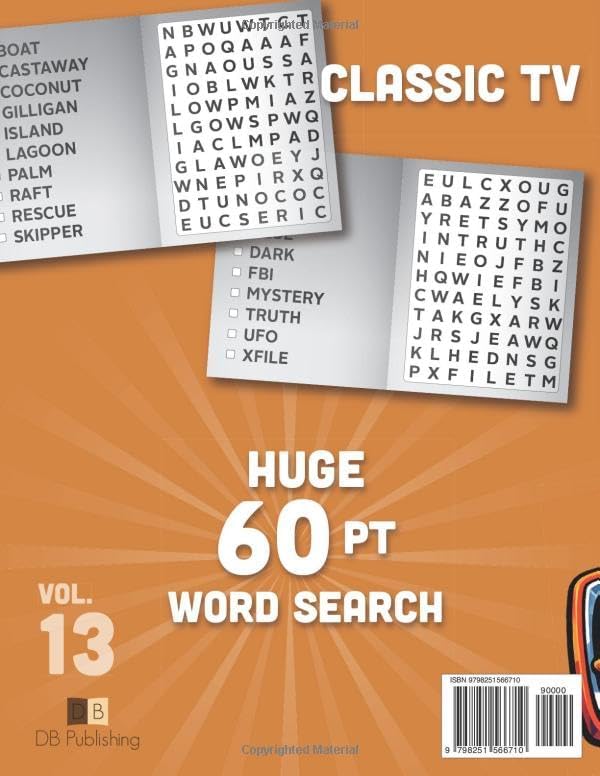 SUPER LARGE FONT SIZE 60 pt Classic TV WORD SEARCH: Easy-to-Read Word Searches for Seniors and Low Vision Puzzle Lovers, vol. 13 (THEMED WORD SEARCH, SUPER LARGE FONT SIZE 60 pt) by DB Publishing