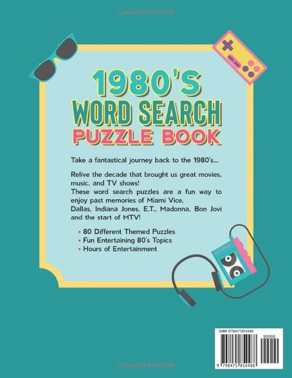 1980's Word Search Puzzle Book: For Adults Large Print, Word Search Books For Seniors. Easy, Entertaining Word Find Puzzles! by Sharper Mind Press