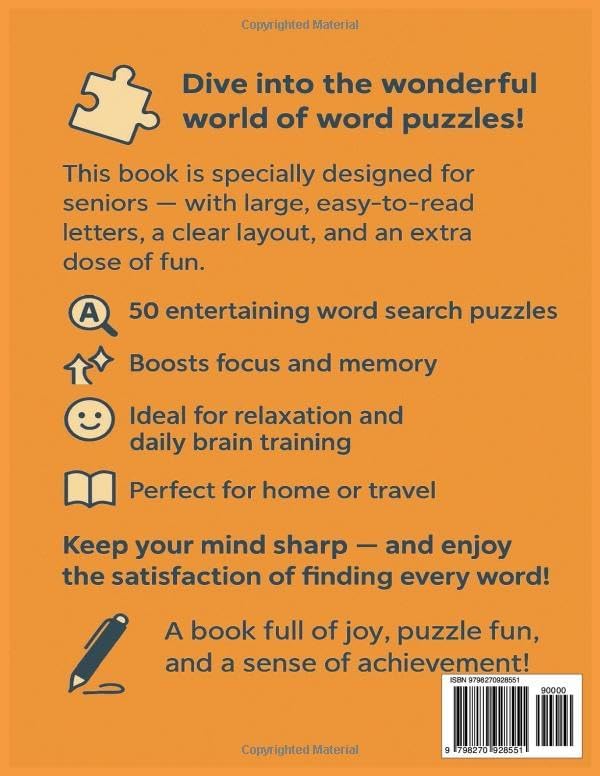 50 Font Word Search Book for Seniors: Extra Large Print Puzzles to Enhance Focus, Memory & Mental Sharpness | Easy-to-Read Word Finds for Elderly ... Gift for Vacations, Holiday and Free Times by Creative Riddle