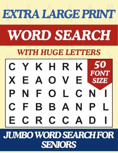 Extra Large Print Word Search for Seniors and Adults: Jumbo Word Find Book with Themed Puzzles and Huge Letters (Big 50 Pt Font Size) (Extra Large ... Letters To Have Fun And Relax (50 Font Size)) by Happytude Press