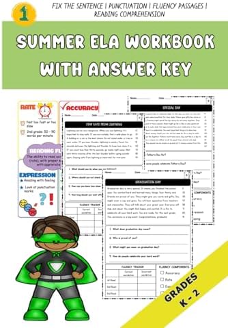 Summer ELA Workbook | Fix The Sentence | Correct | Punctuation | Fluency Passages | Reading Comprehension by OneDollar Worksheet