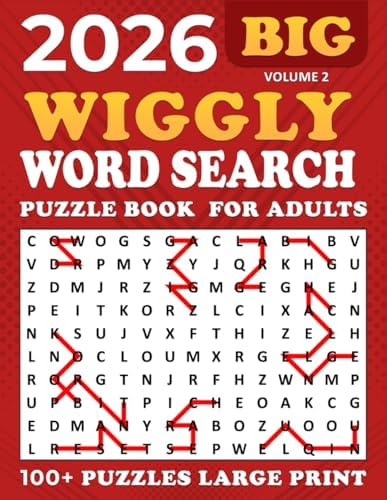 2026 Wiggly Word Search Large Print: Word Search Wiggly Puzzle Book,100 + Puzzles Large for Adults and Seniors , Unique and Challenging Word Search Variation for all ages | Volume 2 | by Fun Self Solve