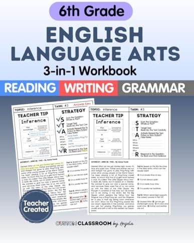 6th Grade ELA Workbook: Reading Comprehension, Writing, and Grammar Practice for Summer Learning & STAAR Test Prep.: Master key ELA skills with ... grammar review. Great for summer learning. by Angela Sultzer