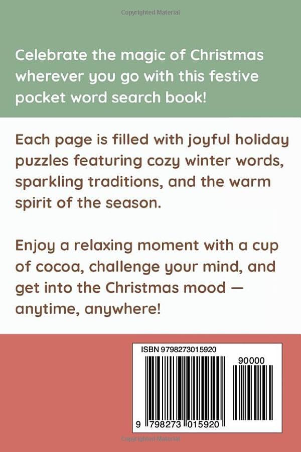 Christmas Time Pocket Word Search: 4 x 6 inches Small Compact Size - Travel Friendly Festive Holiday Puzzle Book for Adults, Teens, and Seniors – 100 ... Answers, Fun Christmas Brain Activity Book by Baba Jaga