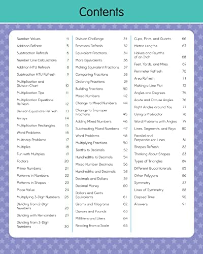 Fourth Grade Math Workbook Ages 9 to 10: 75+ Activities Algebra, Geometry, Fractions, Multiplication & Division, Area & Perimeter, Math Facts, Word Problems, Decimals, & More (Common Core) by Gold Stars