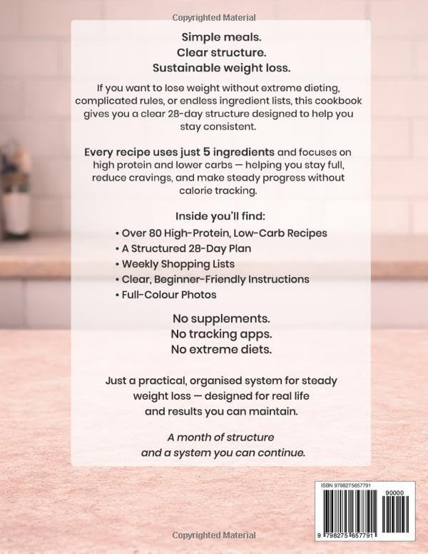 5-Ingredient High Protein Low Carb Cookbook for Weight Loss: Easy Diet Recipes for Beginners to Burn Fat, Control Cravings, Boost Energy & Follow a Simple 28-Day Meal Plan for Fast Results by Julianne Eberlin