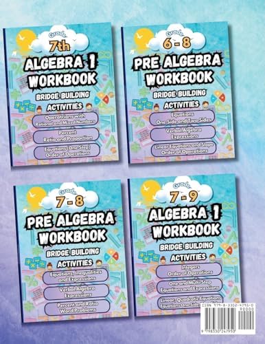 Summer Math Algebra 1 Workbook Grade 8 Bridge Building Activities: 8th Grade Summer Algebra 1 Essential Skills Practice Worksheets by Summer Bridge Building