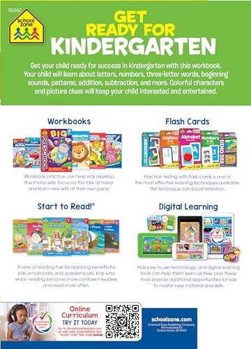 School Zone Get Ready for Kindergarten Workbook: 256 Pages, Early Learning Activities, ABCs, Letters, Numbers & Early Math, Ages 5–6 by School Zone