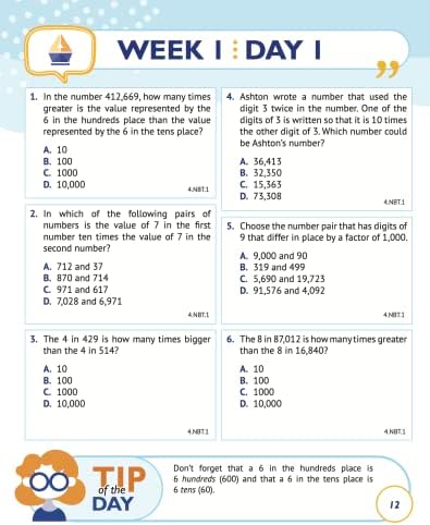 4th Grade Common Core Math: Daily Practice Workbook - Part I: Multiple Choice | 1000+ Practice Questions and Video Explanations | Argo Brothers (Next Generation Learning Standards Aligned (NGSS)) by Argo Brothers
