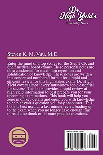 Dr. High Yield’s Psychiatry Notes (for the Step 2 CK & Shelf Exams) by Steven Vuu MD