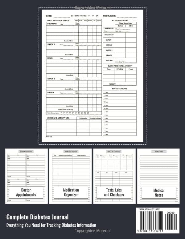 Complete Diabetes Journal with Food and Blood Sugar Log: Daily Blood Sugar Tracker with Nutrition, Exercise, Blood Pressure Tracker and More by Carlos Henry Johnson