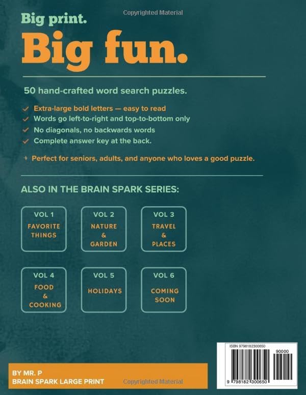Large Print Word Search for Seniors: Favorite Things: Favorite Things: 50 Large Print Puzzles for Seniors — Nature, Golden Era, American Pride & More | Big Bold Letters, Answer Key by Mr. P