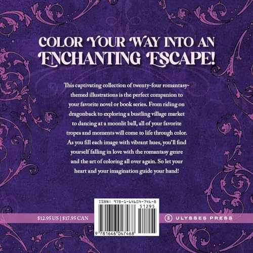 The Romantasy Coloring Book: An Adult Coloring Book Featuring 24 Gorgeous Romance and Fantasy-Themed Illustrations by Daniela Liberona