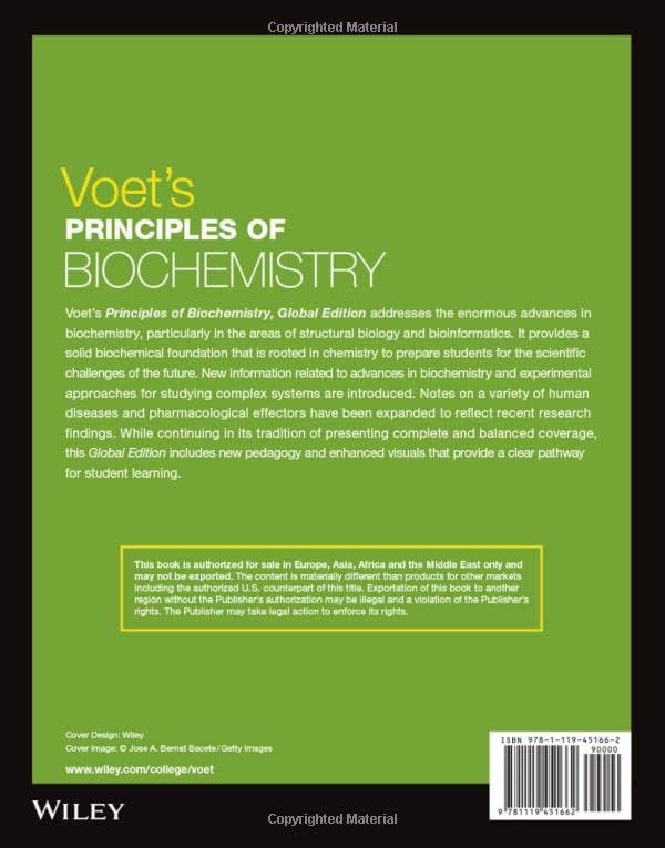 Voet's Principles of Biochemistry, Global Edition by Donald Voet