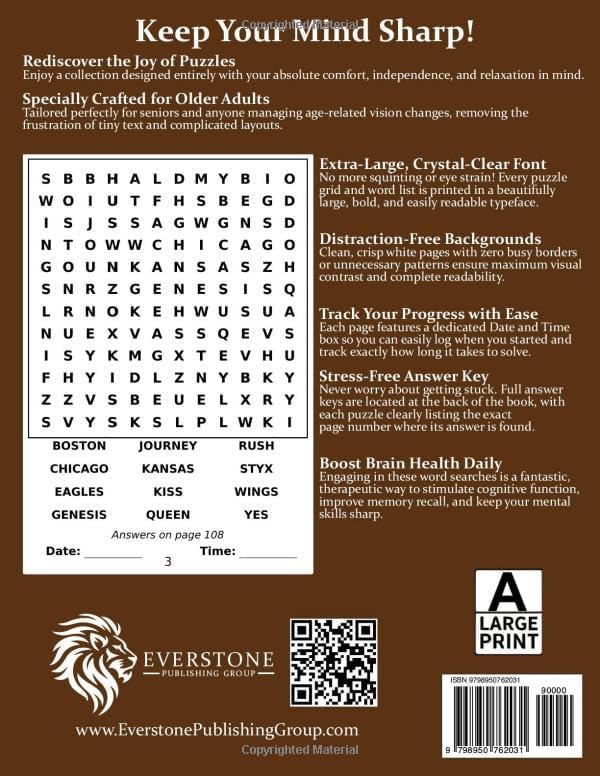 The 'Decades' Series 1970s Word Search: Over 100 Puzzles in Extra Large Print | Relaxing Word Search Puzzle Book for Adults and Seniors | Anti Eye Strain | Giant and Fun Word Find for Adults by Everstone Publishing Group