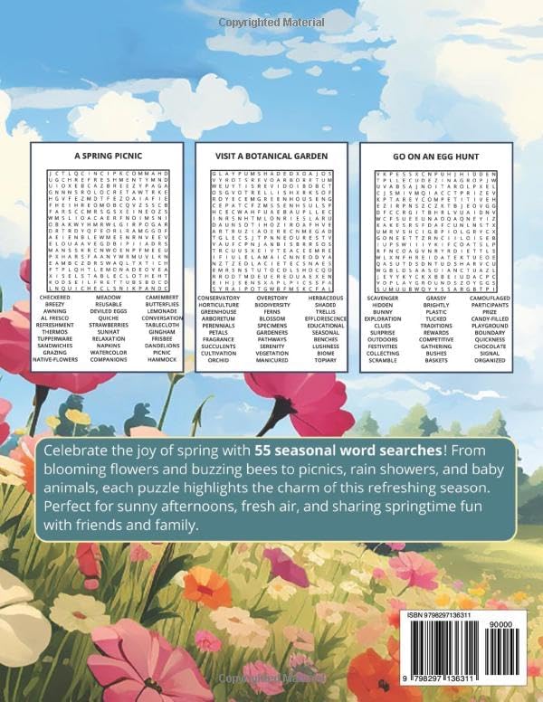 Fresh Blooms, Spring Word Search Book for Adults and Teens – Large Print: Relaxing and Fun Spring Word Search Puzzles in Large Print – Colourful Nature Activities with Blossoms, Birds, and More! by Pixel Punk Studio