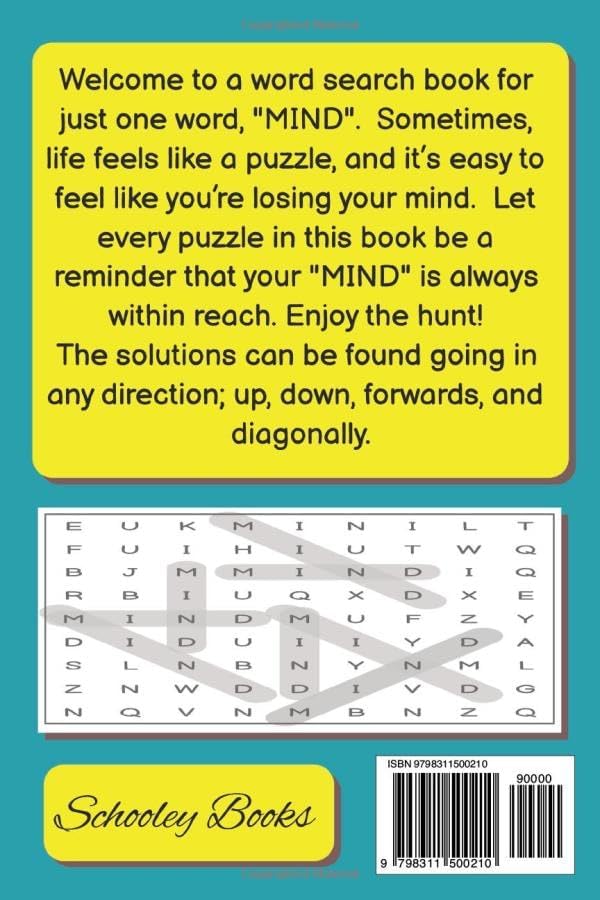 Word Search Book for Adults, Teens and Seniors,: Funny one word-word search for, "MIND" It will relax you or drive you crazy! by Schooley Books