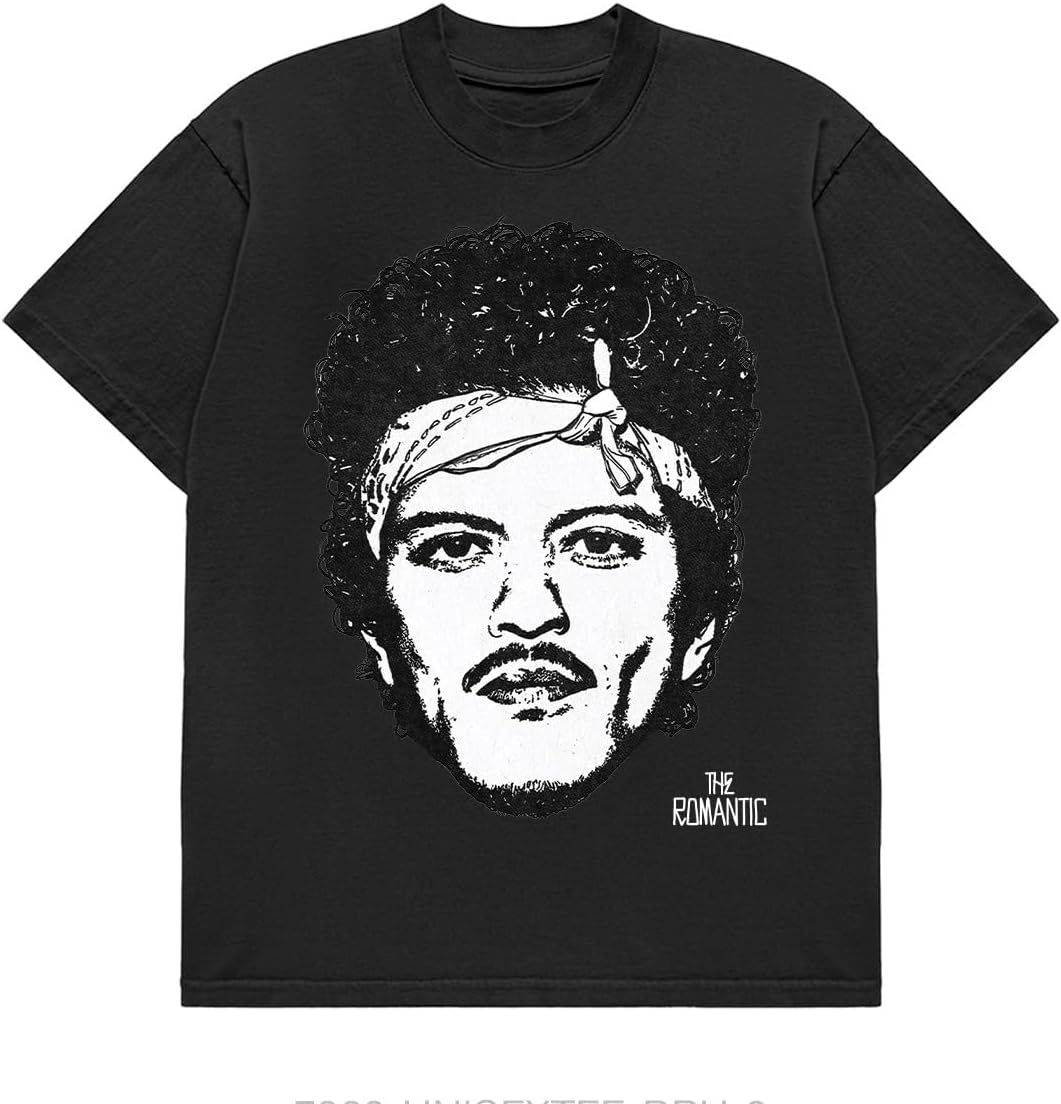 Bruno Mars Unisex Adult Bruno Mars Official Merch the Romantic T-Shirt, Black