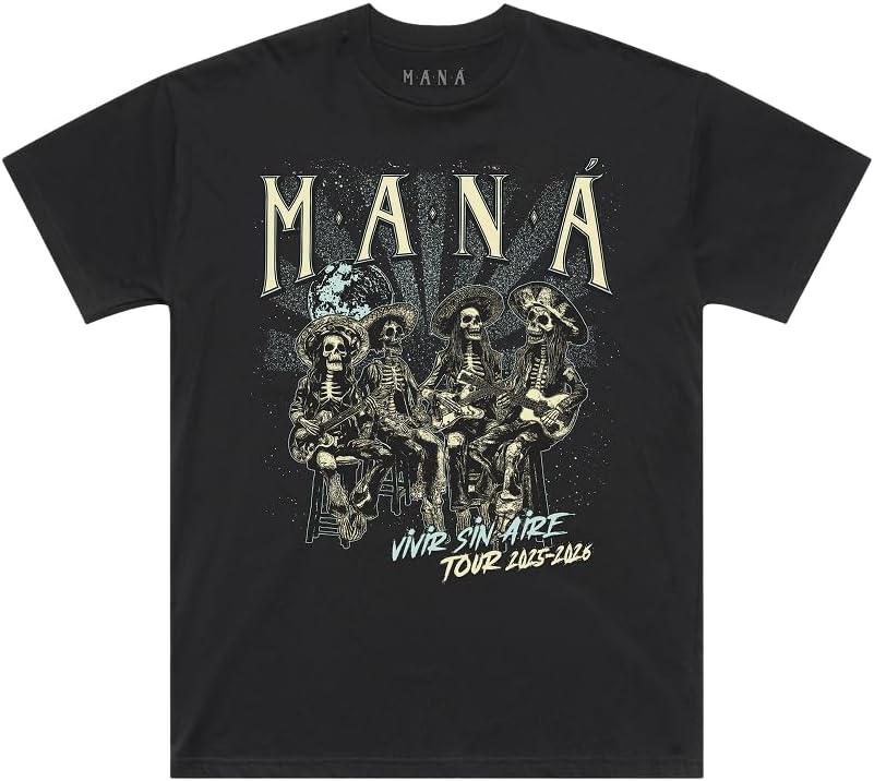 MANÁ Official Tour Vivir Sin Aire Skeleton T-Shirt