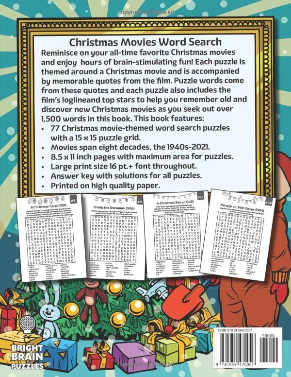 Christmas Movie Word Search Large Print: Large Print Word Search Puzzle Book for Adults & Seniors by Alice Pitcher
