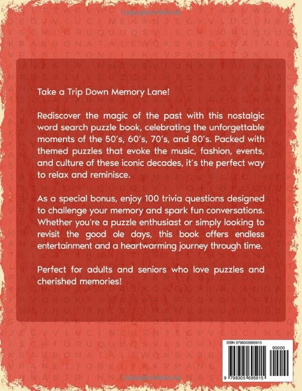 Nostalgic Word Search Puzzles for Adults and Seniors - Large Print: Retro Brain Game Puzzles from the 50s, 60s, 70s and 80s with 100 Bonus Trivia Quizzes by Pulse and Pen Publishing