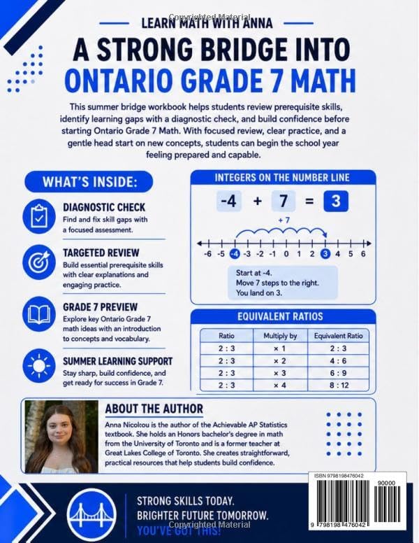Get Ready for Grade 7 Ontario Math: A Summer Bridge Workbook: For Building Prerequisite Skills and Getting a Head Start in Math Class (Get Ready for Ontario Math Class) by Learn Math with Anna