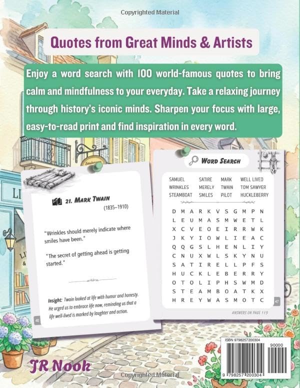 Jumbo Word Search for Seniors: Relaxing Quotes & Word Search | 100 Positive Quotes and Large Print Word Search for Calm and Clear Mind (Relaxing Word Search Books for Adults) by JR Nook
