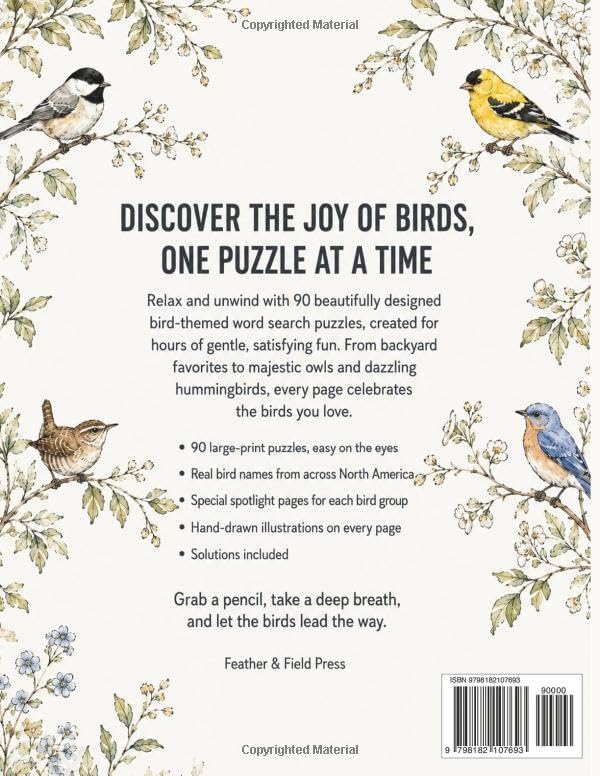 Birdwatching Word Search: Large Print Puzzles for Adults and Seniors - 90 Relaxing Bird-Themed Word Searches, a Perfect Gift for Bird Lovers by Emily Finch