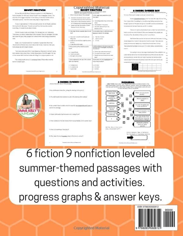 Summer Reading Practice: 15 Leveled Passages Fiction and Nonfiction for Comprehension and Fluency Grades 3-6 (Reading Practice Workbooks) by Anna Kelly