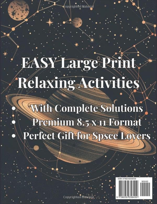 Space Word Search: 100 Large Print Easy Puzzles for Seniors – Relaxing Activity Book with Solutions (8.5 x 11): Perfect for Memory Care & Brain Health ... for Adults: Large Print Relaxing Activities) by Sashka Vladimirova