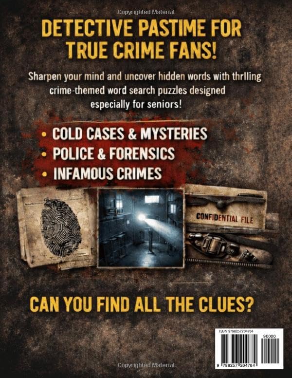 LARGE PRINT EASY WORD SEARCH PUZZLES FOR SENIORS' TRUE CRIME: 100 THEMED PUZZLES EACH WITH 20 SEARCH WORDS 200 BRAIN ACTIVITY FOR SENIORS by Brian R Flynn